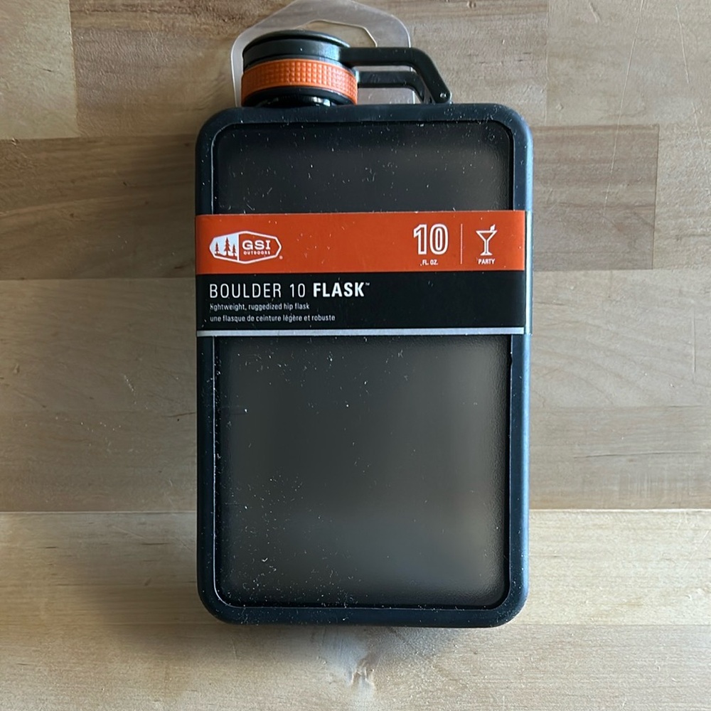 GSI Outdoors Boulder 10 Flask Graphite Orange 10oz Rugged Hip Flask NEW